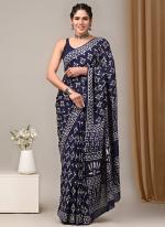 Cotton Black Casual Wear Printed Saree